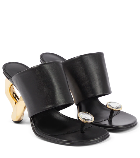 Embellished leather sandals