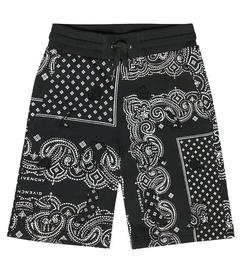 Printed cotton-blend shorts