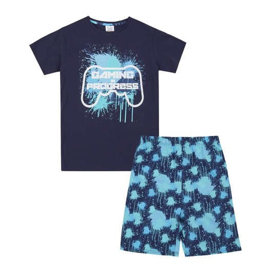 (11-12 years) Boys 'Gaming In Progress' Shorts Pyjama Set 7-13yr