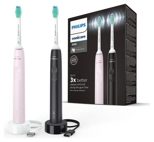 Philips Sonicare 3100 Dual Pack Pink & Black - HX3675/15
