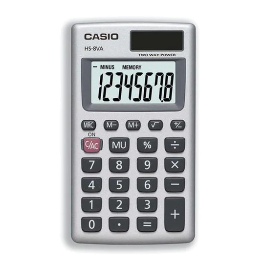 Casio Casio Handheld Calculator 8 Digit 3 Key Memory Solar and Battery Power 57x
