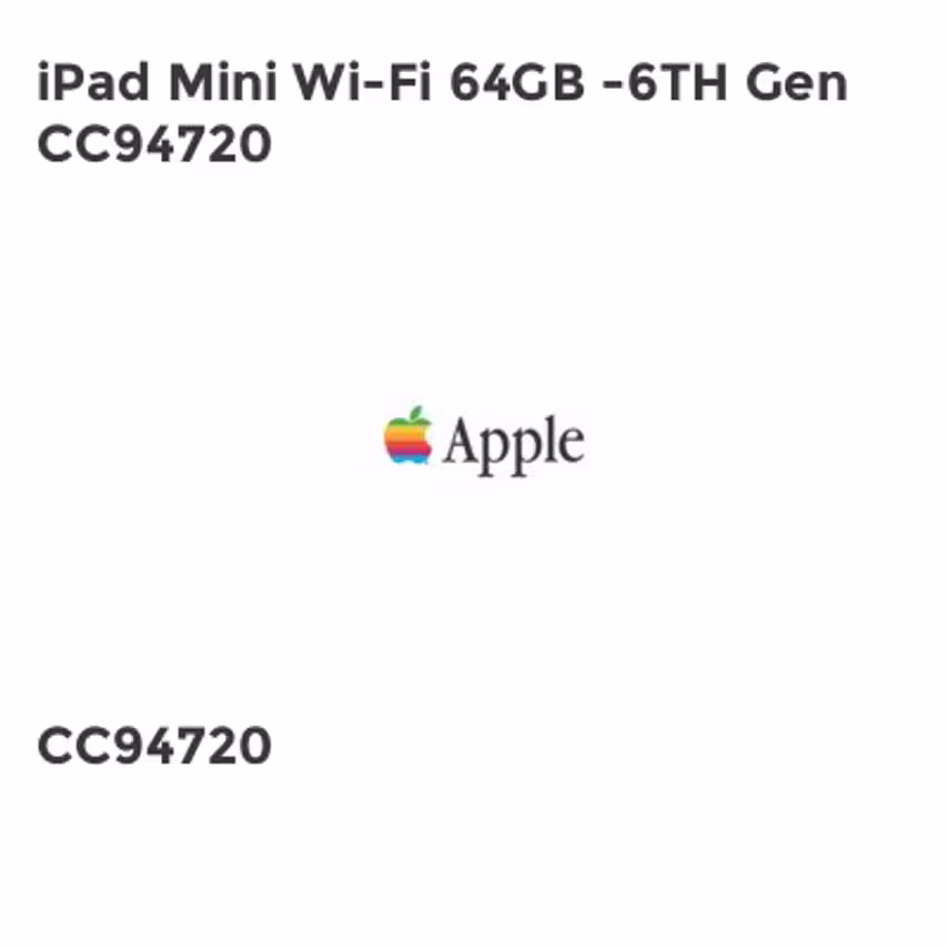 Apple iPad Mini Wi-Fi 64GB -6TH Gen CC94720