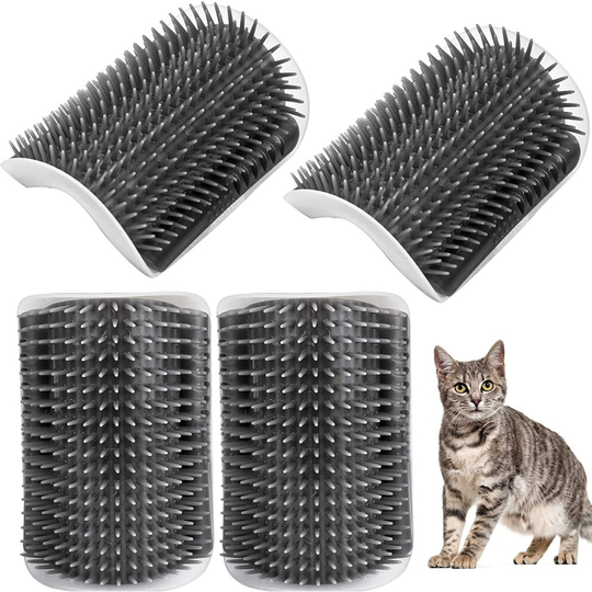 4 Pack Cat Corner Self Groomer with Catnip, Wall Corner Massage Comb