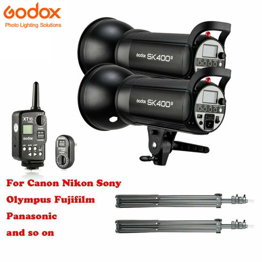 800Ws 2x Godox SK400II 400W 2.4G Studio Flash Strobe Light Head Kit