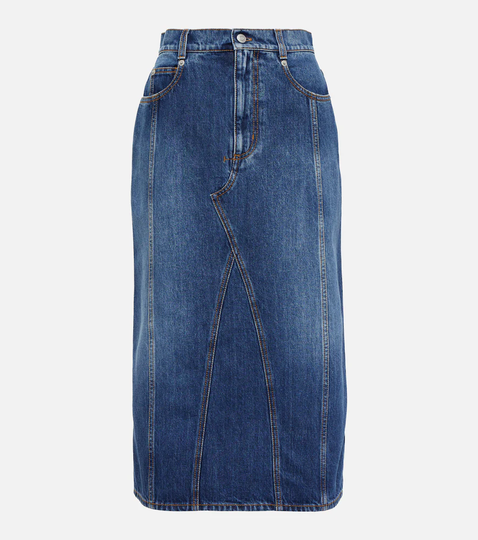 Denim midi skirt