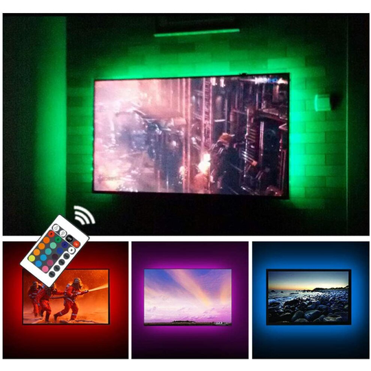USB TV Backlight LED Strip Lights Kit for 24 to 60 inches Smart TV Sony LG Monitor, HDTV Wall Mount Stand Work Space Gaming Room Decor, LED Bias Ambie