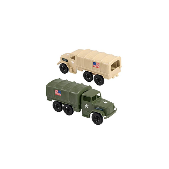 TimMee Combat Convoy Trucks - Plastic Army Men M34 Deuce & a Half Cargo Vehicles