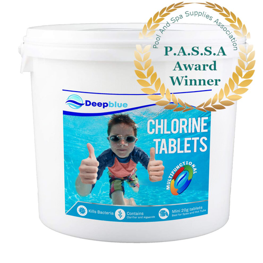 Deep Blue Pro - Multifunctional Mini 20g Chlorine Tablets x1000 20kg Long lasting stabilised clarifier algae inhibitor