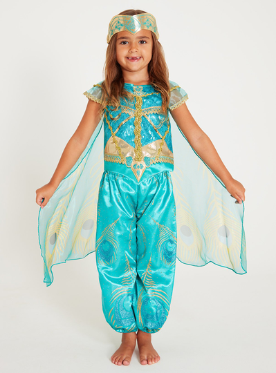 Disney Aladdin Princess Jasmine Green Costume - 7-8 years