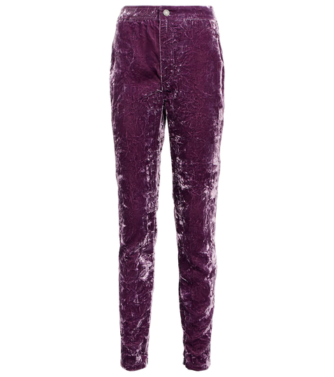 High-rise velvet pants