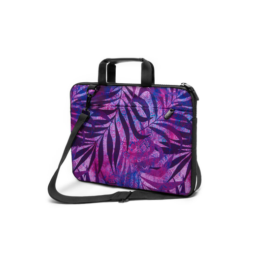 (Purple Leaves) 17" inch Solid Strong Shoulder Laptop Canvas Bag