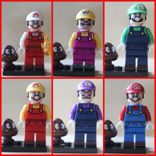 (Mario Wario Luigi Nintendo Mini figures) Cartoon Toys Video Games Fits Lego Mini Figures