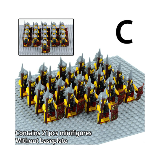 (C) 7 styles 21pcs ancient medieval soldiers without baseplate army building block minifigures