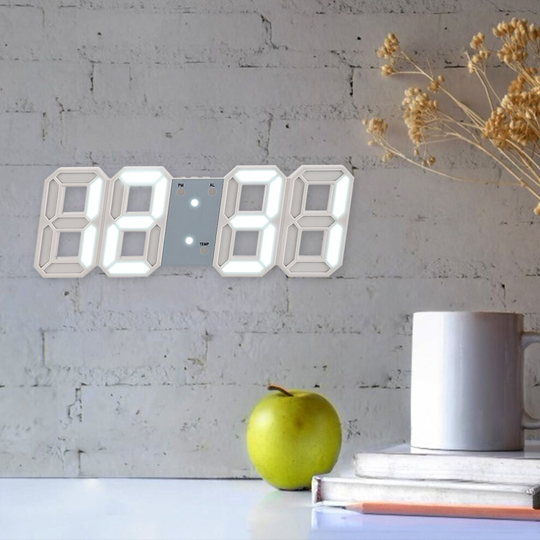 3D Digital Alarm Clock, LED Wall Clock with Snooze Function 12/24 hour