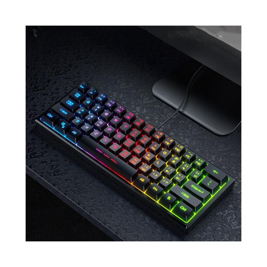 (RGB LED Keyboard) 61 Keys Gaming Keyboard 60% Mechanical Feel Gamer