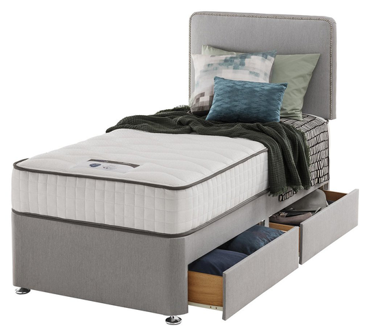 Silentnight Pavia Memory 2 Drawer Grey Divan - Single