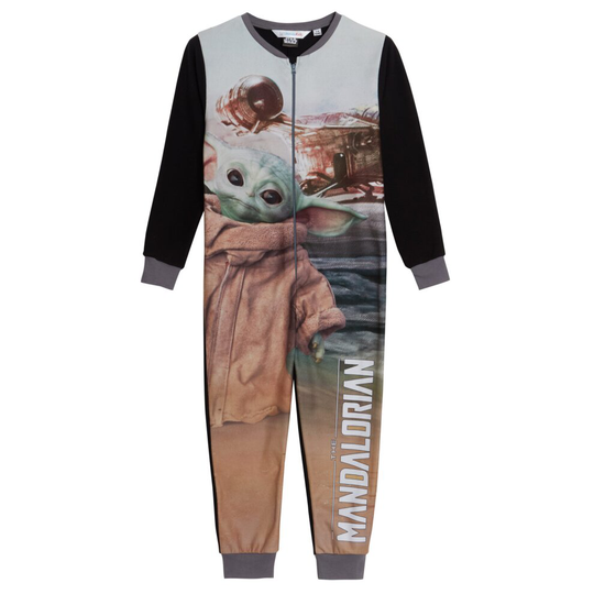 (11-12 Years) The Mandalorian All In One Kids Baby Yoda Pyjamas Star Wars Boys Pjs Loungewear