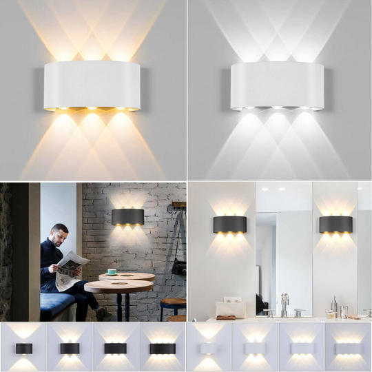(6W, White Shell & Cool White) Modern LED Wall Lamp Up Down Light Nordic Style Hotel Sconce Wall Fixture Decor