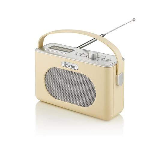 Swan Retro DAB Bluetooth Radio Portable 3W Stereo Audio LCD Display Alarm Clock - Cream