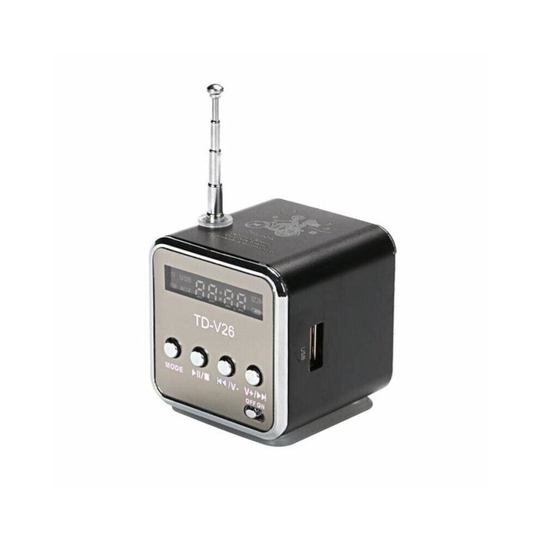 (Black) Mini FM Radio Speaker MP3 Music Player Support TF Card USB for PC Phone Laptop