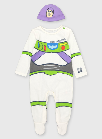 Disney Toy Story Buzz Lightyear Cream Sleepsuit - 12-18 mont