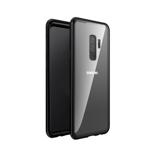 Magnetic Adsorption Tempered Glass Metal Case For Samsung Galaxy S9 Plus- Black