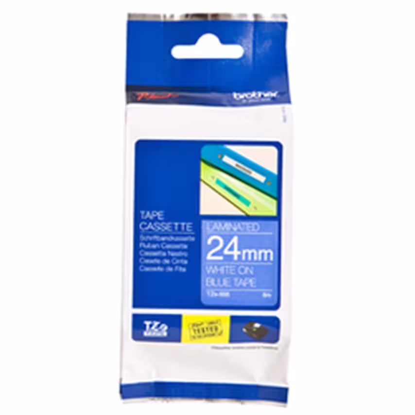 Brother P-touch Paper Bro 24MM Gloss White on Blue Tape