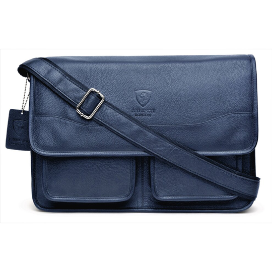 (Blue) Mens Leather Laptop Bag Designer Ladies Shoulder Cross Body Work Messenger Case