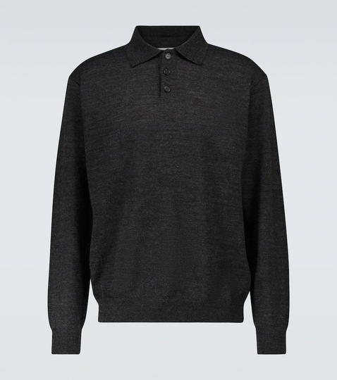 Wool long-sleeved polo sweater