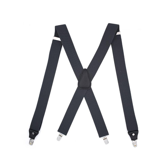 (Black, 35mm) Unisex Braces Plain Colour Wide Heavy Duty Adjustable Suspender