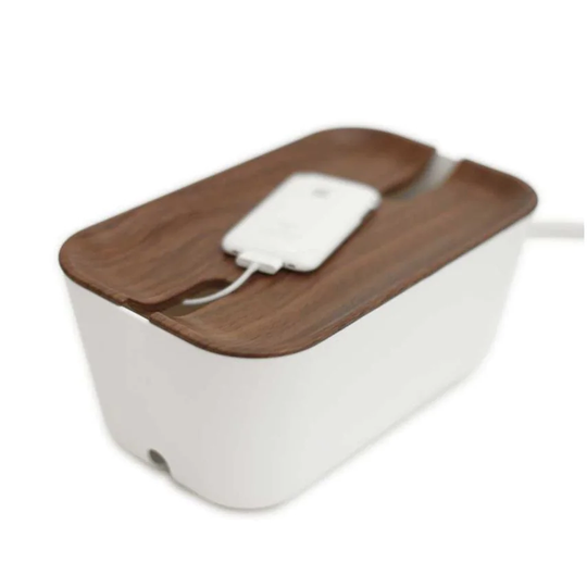 Bosign Hideaway Cable Organiser Medium White & Dark Wood