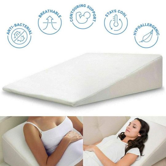White Foam Wedge Bed Back Support Pillow Comfort Cushion for Sleep Posture