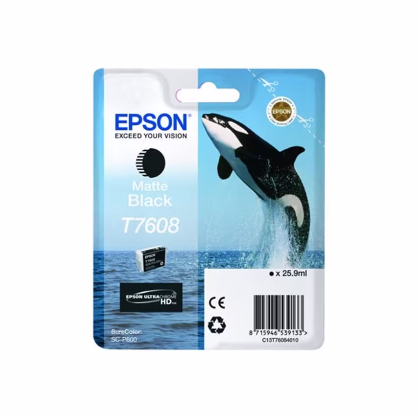 Epson Epson T7608 Killer Whale Matte Black Standard Capacity Ink Cartridge 26ml