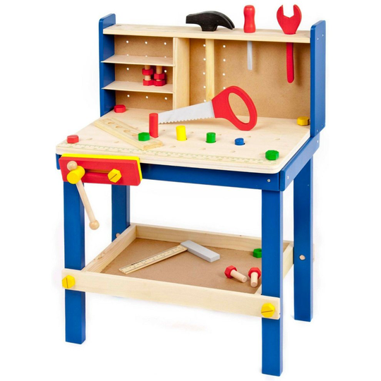 34 Piece Wooden Tool Work Bench Table & Tools Children's Kids Play Toy