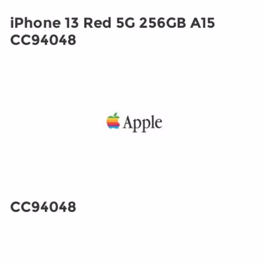 Apple iPhone 13 Red 5G 256GB A15 CC94048