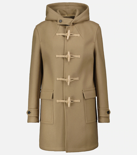 Hooded wool duffle coat