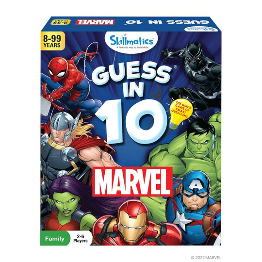 Skillmatics Marvel card game : guess in 10 gifts for 8 Year Olds and Up Quick game of Smart Questions Trivia and Strategy card game for Adults, Tee