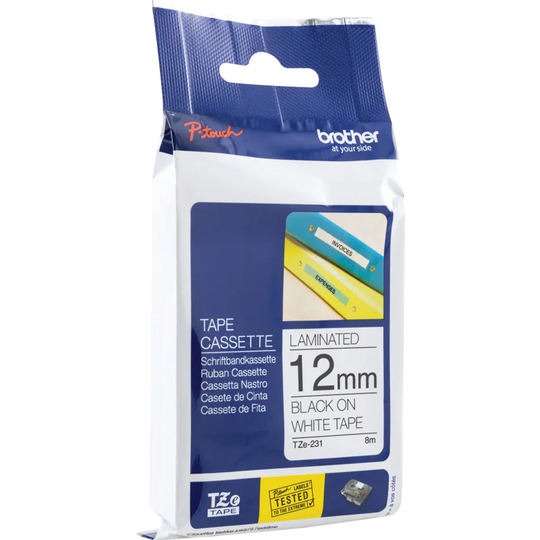 Brother TZE-231 12MM P-touch Tape Black/White