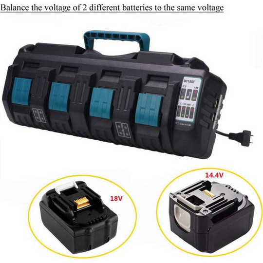 For Makita RCT 14.4/ 18v LXT Li-ion Dual Battery DC18SF Charger 4Port