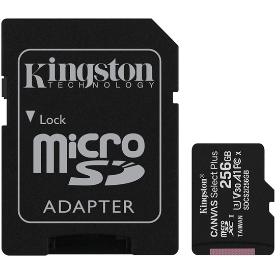 Kingston Canvas Select Plus microSD Card SDCS2/256 GB Class 10 (SD Adapter Included)