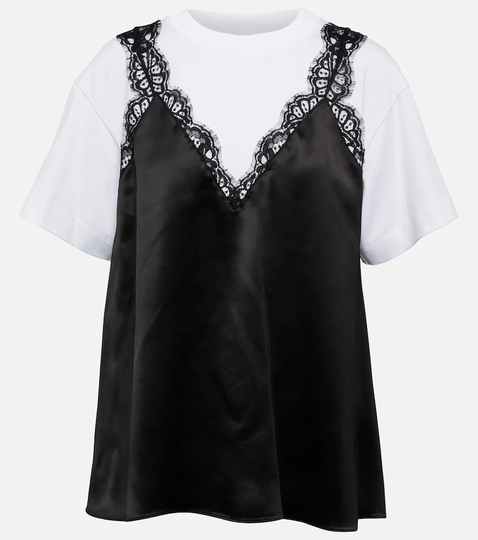 Lace-trimmed T-shirt