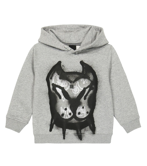 Printed cotton-blend hoodie