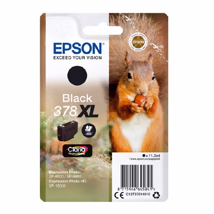 Epson Epson 378XL Squirrel Black High Yield Ink Cartridge 11ml - C13T37914010