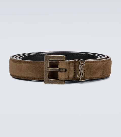 Monogrammed suede belt