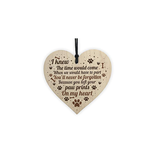 RED OCEAN Pet Memorial Dog Cat Tribute Plaque Wooden Heart Grave Christmas Memorial Bauble Paw Prints On Heart Gift