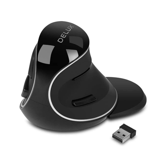 DELUX Wireless Vertical Mouse, Ergonomic Mouse with Nano USB Receiver, 3 DPI Levels (800/1200/1600),6 Buttons, 2.4G Wireless Optical Mouse for Laptop
