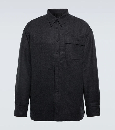 Embroidered padded wool shirt