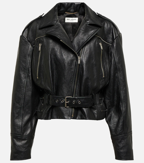 Cropped leather jacket
