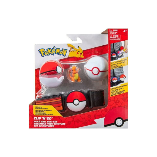 Jazwares Pokemon Clip 'n' Go Poke Ball With Belt Set Charmander Toys