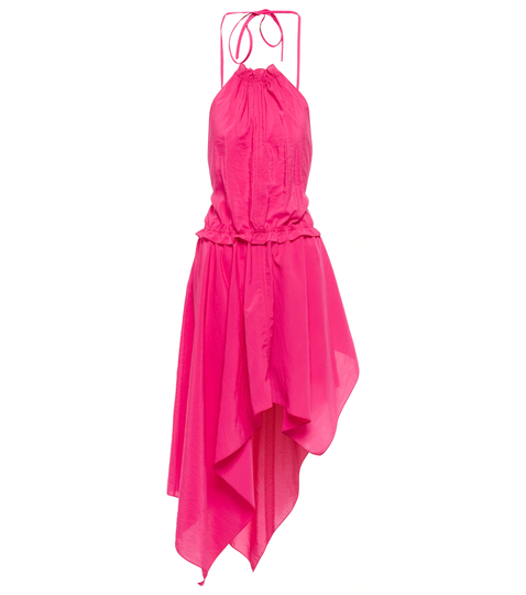 Asymmetric halterneck midi dress
